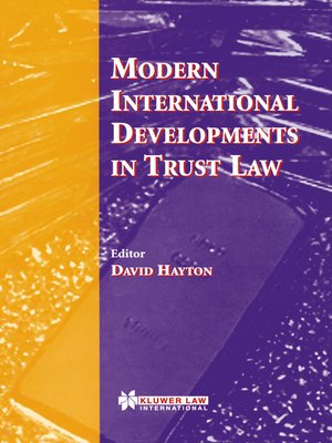 cover image of Modern International Developments in Trust Law